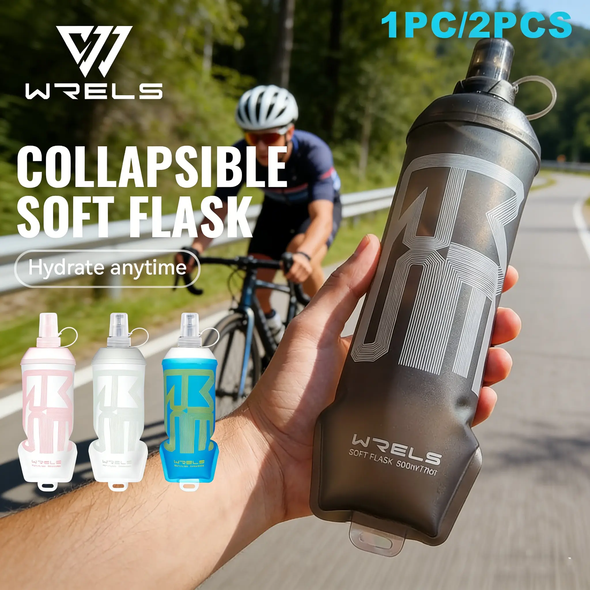 Portable Foldable Water Bottle Set, Lightweight Water Bottle, Soft Silicone Leak-Proof Mouthpiece, Ideal for Outdoor Hiking & Climbing, Sizes 250ML/350ML/500ML, Leakproof Water Bottle, Portable Sports Bottle