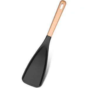 Cedar and Ash Spoon Silicone Wood Handle Spoons Multifunction Spatula Cooking Spoon Sturdy 3 in 1 Spatula Spoons for Nonstick Cookware Mixing Scoop Scrape Stirring