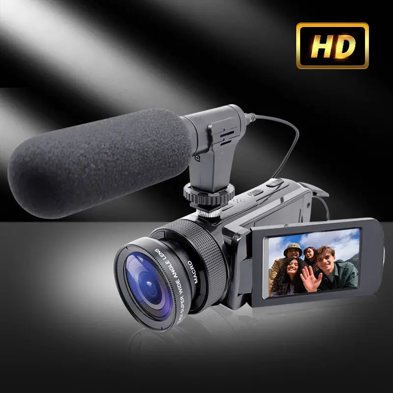 HD 1080P Handheld Digital Vlogging Camera, Outdoor & Home Professional Camcorder with Microphone, Video Recorder, 16x Digital Zoom, Photo & Video Recording