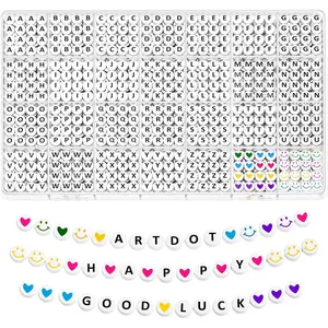 ARTDOT 1400 PCS Letter Beads for Jewelry Making Kit, 28 Styles Alphabet Beads for Friendship Bracelets Assorted Preppy Beads with Storage Case