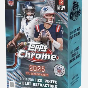 Topps 2025-26 Chrome Blaster Box Pack  NFL Trading Cards with Red White & Blue Refractors and Fanatical Inserts