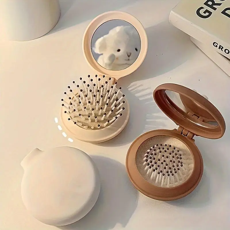 1 pc Mini Portable Compact Mirror Comb - Grooming Comb, Lightweight, Travel-Friendly, Bifold Design for Easy Hair Styling on-the-go, Perfect for Outdoor Adventures and Daily Use