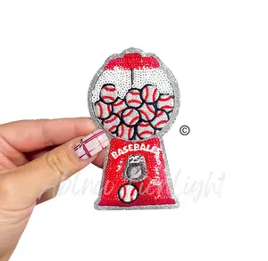 Baseball Gumballs Embroidery Sequin Patch - Small