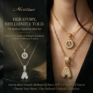 MEIITRUE Your Initial Story 2-Pack Personalized Alphabet Necklaces – Gold & Silver Letter Pendants with Adjustable Chain | Meaningful Jewelry Gift Set for Women