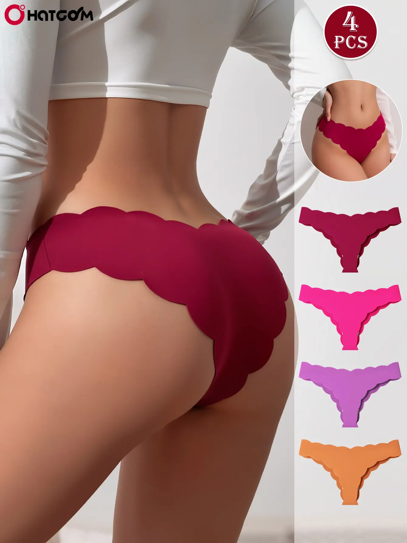 Hotcom Women's Seamless Wave Design Underwear Set - Cute Seamless Briefs, Comfortable, Breathable, Antibacterial, Minimalist Fitted Plus Size All-Season Everyday Panties
