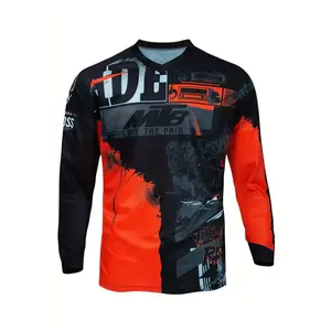 Long-sleeve MTB jersey for downhill/racing cycling, suitable for road, off-road, mountain biking, and motorcycle riding