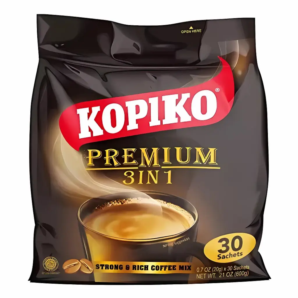 Kopiko Premium 3-in-1 Gourmet Instant Coffee - Strong Flavor, Rich Taste, Sugar-Infused Beverage, 21oz