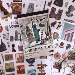 57sheets Vintage Travel Scrapbook Kit – 32 sheets Retro Stickers + 25 sheets Scrapbook Paper for Scrapbooking, Memory Keeping, Journaling, and Adventure Albums, Perfect for Travelers and DIY Craft Enthusiasts, Ephemera Book, Vintage Material Paper