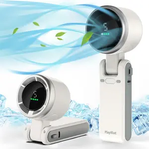 PLAYHOT Portable Handheld Turbo Fan -Super Strong wind, 5-Speed Adjustable Mini Fan with USB Rechargeable 4000mAh Battery, Ideal for Camping Travel Outdoor