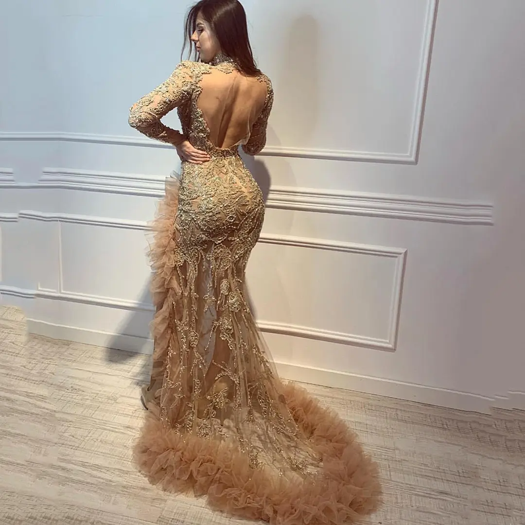2025 women's dress sexy women's banquet atmospheric mesh long fishtail evening dress women