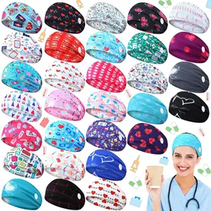 30 count Nurse Headbands for Women  Headbands with Buttons Stretch Non Slip Elastic Hair Bands Ear Protection  Headbands for Doctors Nurse Work  Wraps Hairband for