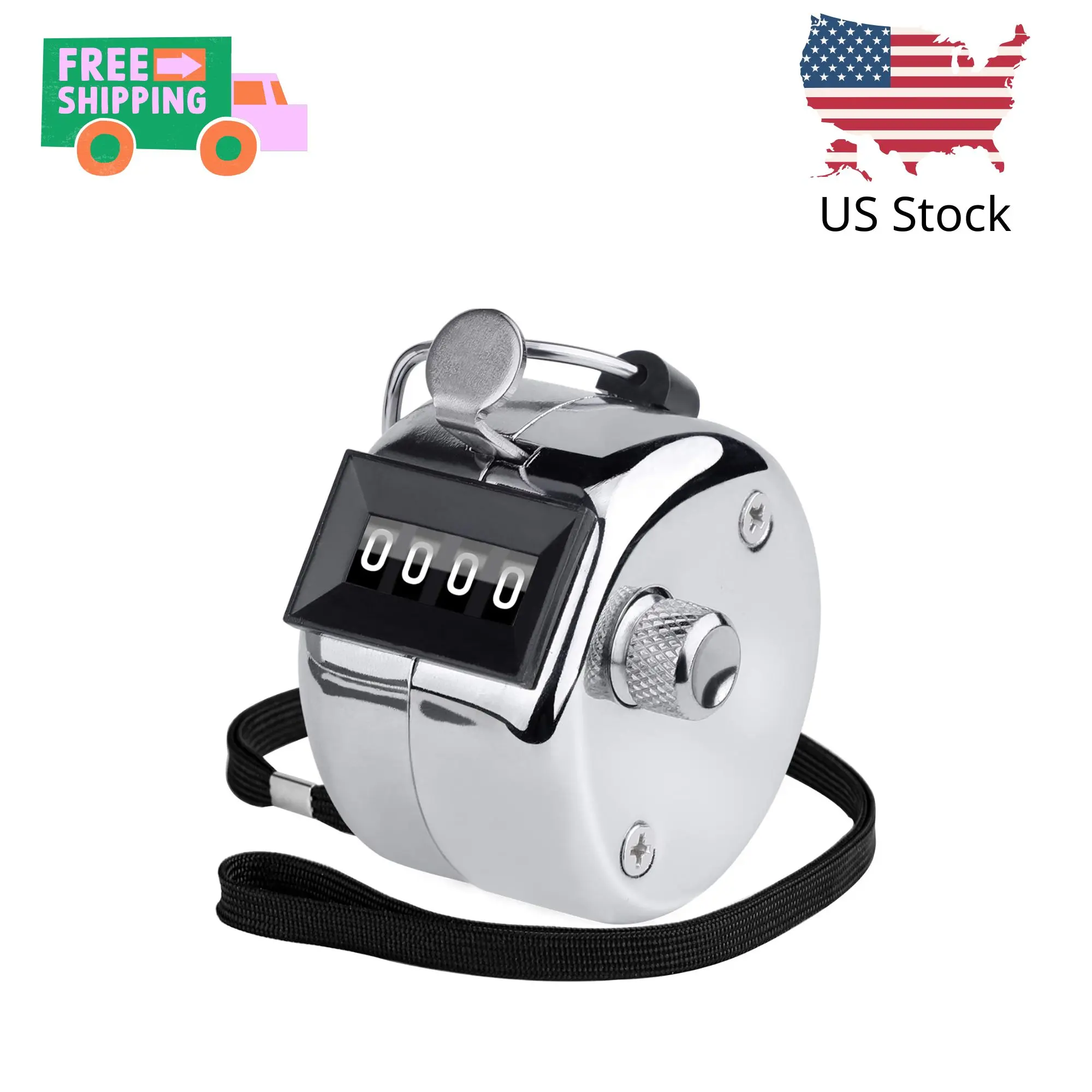 Metal Handheld Tally Counter, 4-Digit Number Clicker Counter, Hand Mechanical Pitch Counters