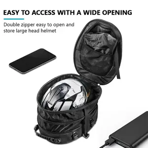 1pc Motorcycle Rear Luggage Bag, Hard Shell Waterproof, Large Capacity Expandable Helmet Bag, Motorbike Riding Tail Pack, Crossbody Backpack