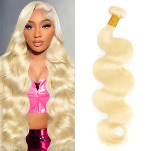 613 Bundles Human Hair Straight Blonde Bundles Human Hair 100% Unprocessed 12A Grade Brazilian Virgin Raw Hair Quick Weave 1 Bundles Blonde 100g Hair Extensions for Women