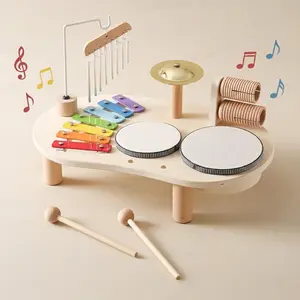 Wooden Montessori Musical Station | 7-in-1 Drum & Xylophone Instrument Set for Kids 3+ | Educational Music Toy | Ideal Birthday Gift for Boys & Girls