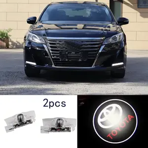 2pcs LED car door welcome lights - suitable for Toyota welcome lights, including Camry, Granvia, Crown, Highlander, Reiz, and Asian models. Projection lights, no battery required, compatible with license plates