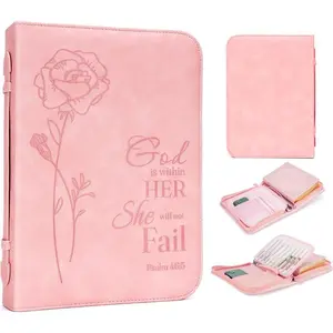 Bible Cover for Women, Bible Holder, Bible Cover Carrier Carrying Organizer Bag, Zipper and Pockets for Standard Size Bible, Gift for Women