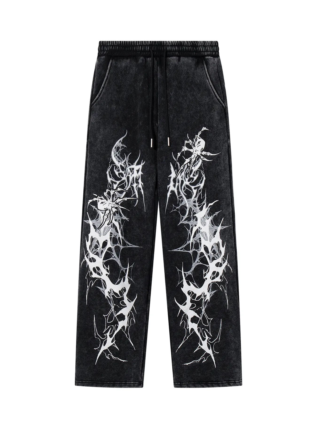 Men's Vintage Washed Tie-Dye Spider Pants, Casual Athleisure Pants, Fashion Straight Leg Joggers, Trendy American Style Sportswear for Men, Casual Athletic Pants