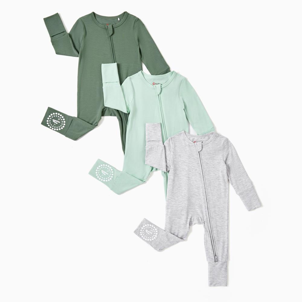 PATPAT Baby Footie Romper, Viscose from Bamboo, Long Sleeve, 2-Way Zipper, Fold-Over Mittens, Cuffs & Anti-Slip Grips Toddler Outfit Baby Clothing，SprIngGIowUp ,RefreshedLook