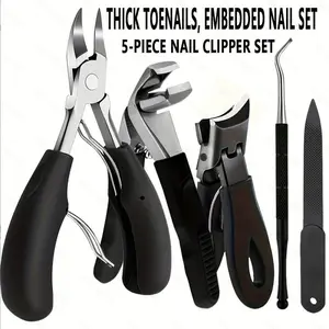 5-piece professional nail clipper set, designed with stainless steel concave blades, sharp and precise, suitable for both men and women, one set to meet daily nail and nail care needs