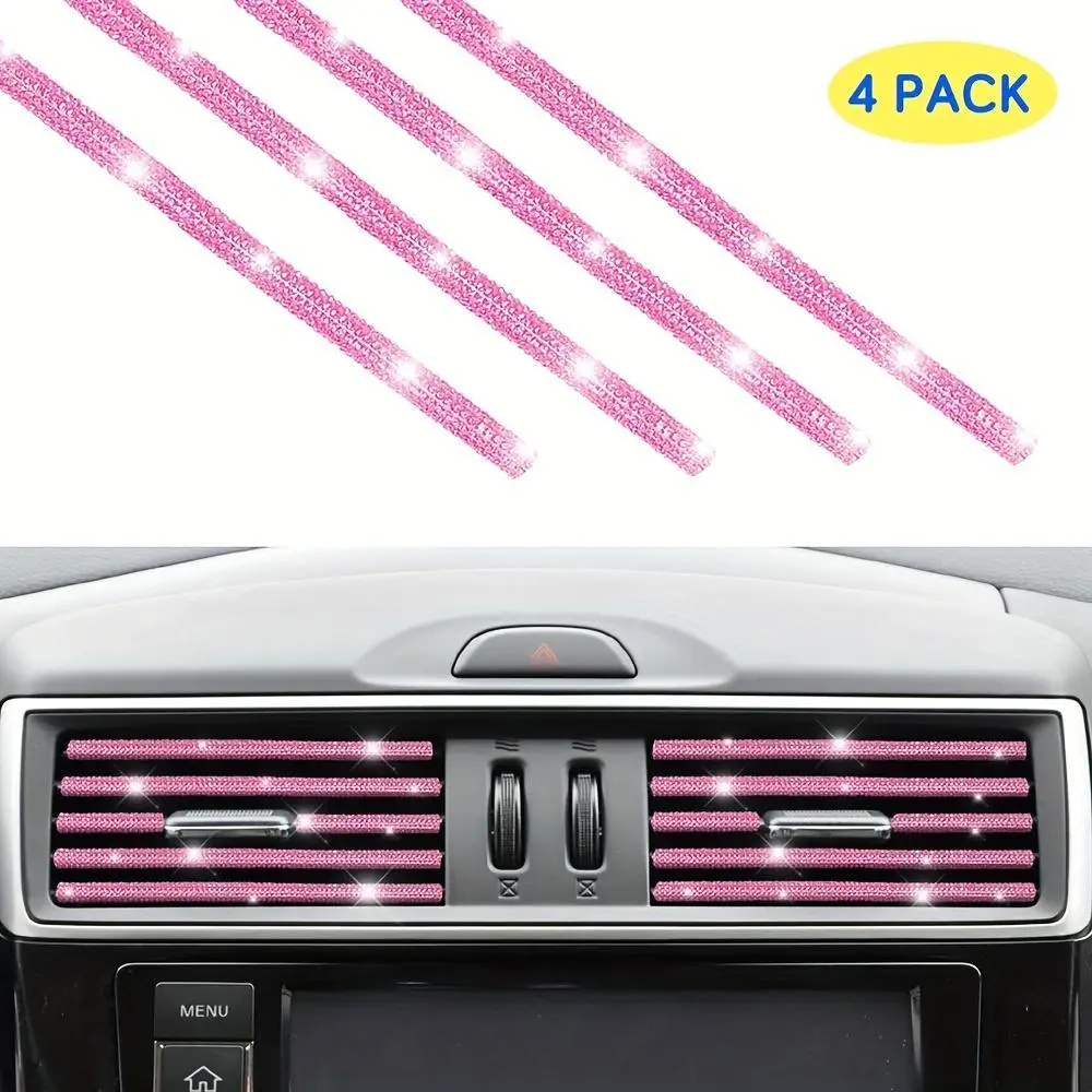 4 pieces of car vent trim, crystal air conditioning decorations, universal flexible strips, female interior accessories, Car Interior Accessory, Automotive Interior Accessories