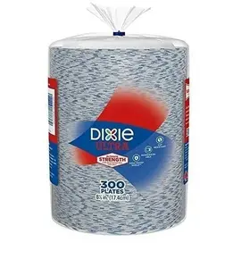 Dixie Durable Disposable Paper Plates, 6.875in, 300-Count Pack