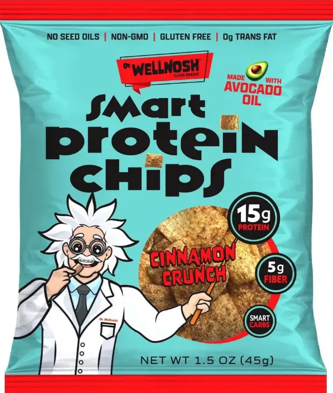 Cinnamon Protein Chips - 15g Plant Protein, Avocado Oil, Gluten-Free, No Seed Oils (8-Pack)