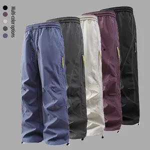 1-pack women’s loose straight functional cargo pants — outdoor waterproof softshell pants; trendy drawstring cuffs, wide-leg casual long pants fathersdaygift