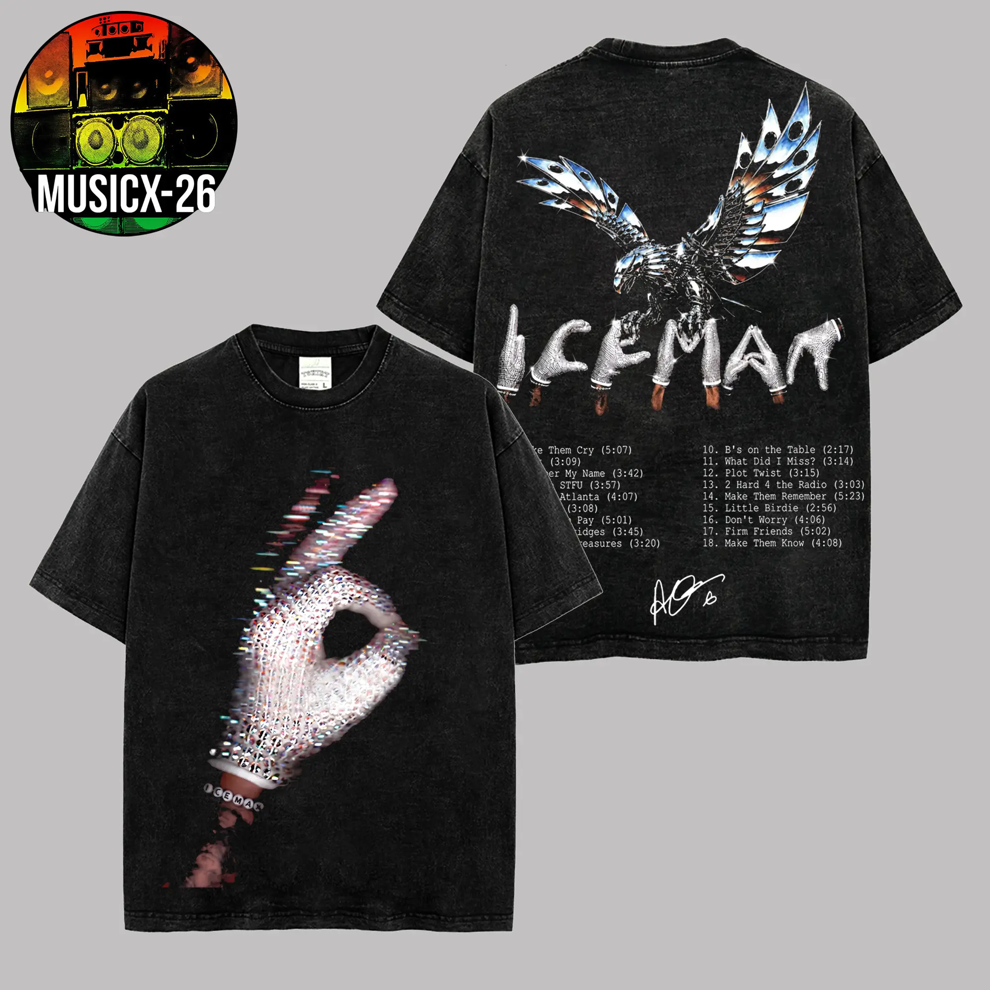 [X-26] Drake - 'Iceman' Album Graphic Official For Team Drizzy Premium Acid Washed Cotton T-Shirt, Drake Drizzy Fan Graphic Tee, Ice-Man Album Merch Streetwear Graphic Shirt, Gift for Drake Fans Vintage Collector Tee