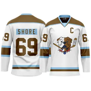 Unisex Sudbury Blueberry Bulldogs 69 Away Custom PRO Hockey Jersey - Shoresy Premium Canada-Style Fan Jersey with Custom Name & Number, Adult S to 5XL