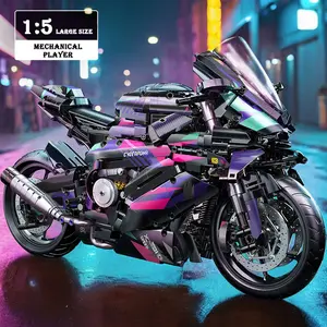 Epic 1:5 Scale Platinum Track Motorcycle Building Set - 2000+ PCS MOC Technic Racing Bike Model Kit, Intricate Details, Adult Collectible Desk Display & STEM Gift for Men & Boys