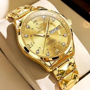 OLEVS Watches for Men, Mens Watches Gifts for Men Analog Quartz  Luxury Casual Classic Diamond Stainless Steel Waterproof Luminous Reloj para Hombre Blue Dial