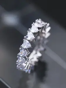 Elegant Synthetic Zirconia Stackable Ring with Heart Design, Zirconia Inlaid Heart Exquisite Engagement Ring, Fashionable Teen Girl Accessories for Daily & Party Decoration Valentine's Day Proposal Gift for Her, Artificial Zircon Rings, Heart Shaped Ring