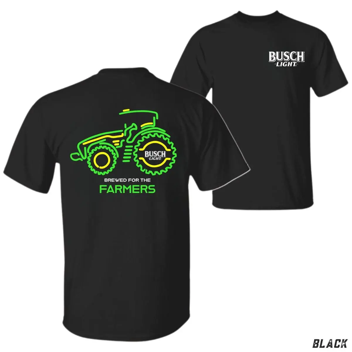 Brewed For The Farmers T-Shirt – Tractor Neon Graphic, Perfect Gift for Farmers and Agricultural Workers, Men's Cotton Tee