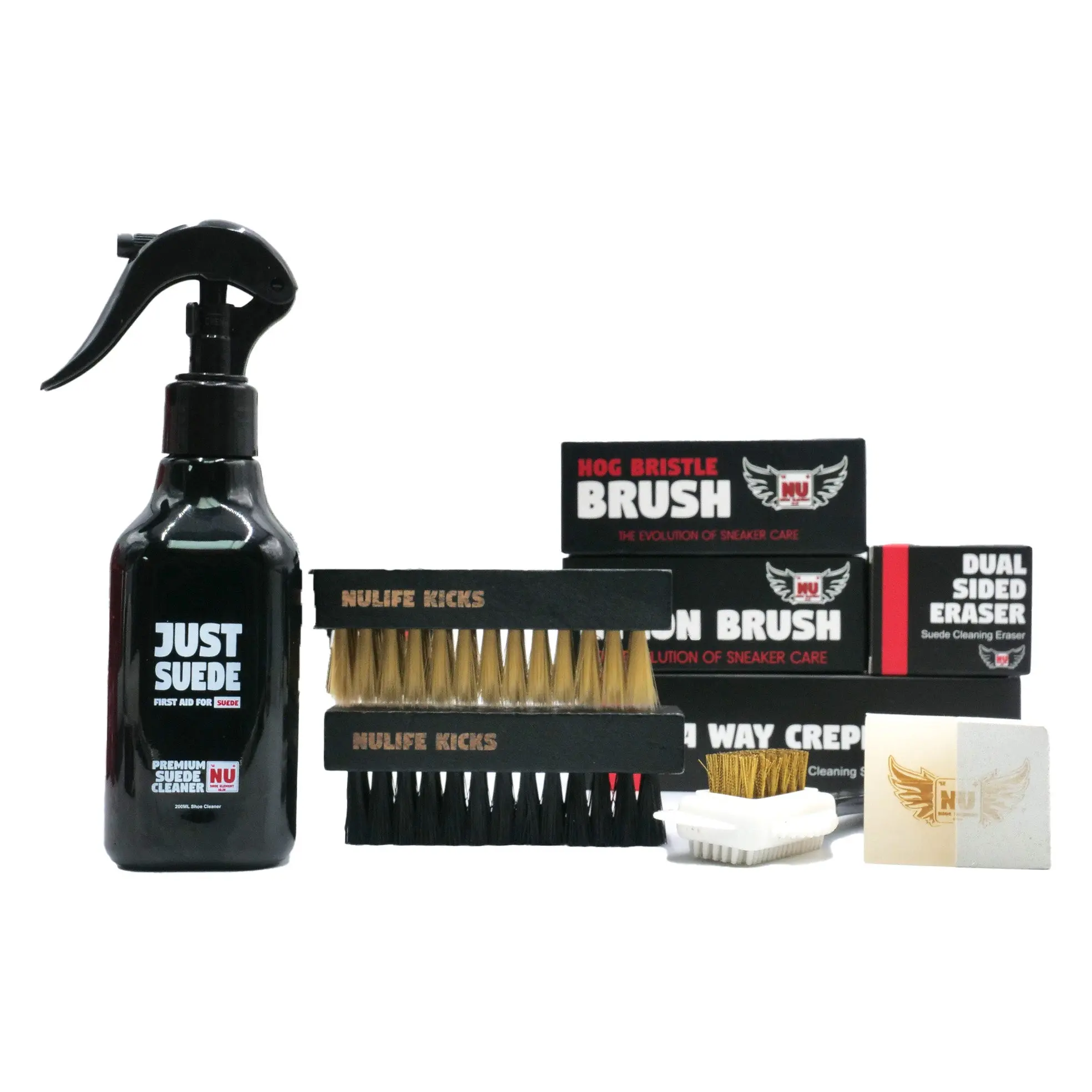 NuLife Kicks, Just Suede Kit - Suede Shoe Cleaner, Footwear Care and Tools,  Suede Eraser, Restore Suede Color