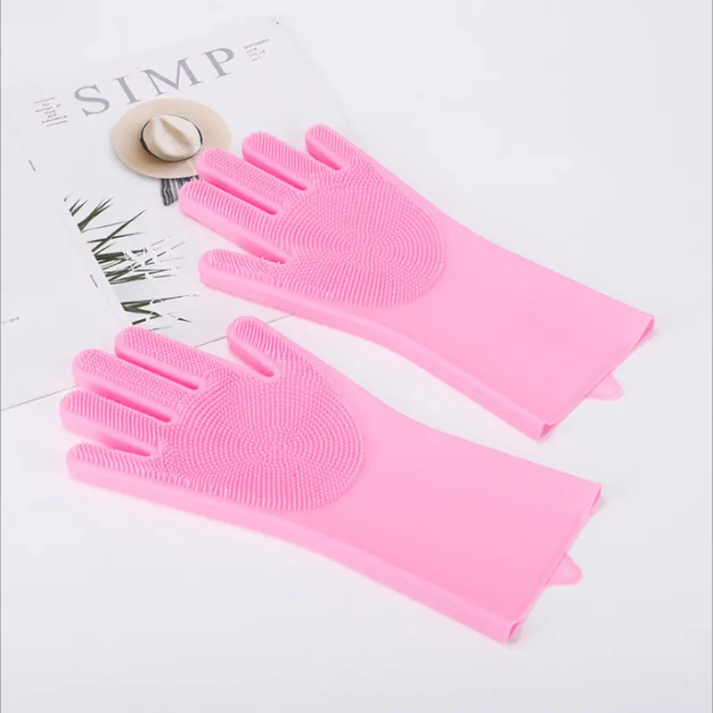 Silicone Dishwashing Gloves Magic Bath Gloves Room Special Durable Wear-Resistant Waterproof Rubber Gloves Factory Wholesale