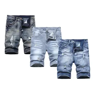 JUNBAOSS Men's MultiPack Slim Fit Stretch Denim ShortsRipped Skinny Jean Shorts for Men, Distressed FashionStraight Comfort Flex Waist Short Denim Jean, MenswearClassic Street Style Cotton Fabric Jean Natural HipsterPersonalized Stylish Jeans with Pockets