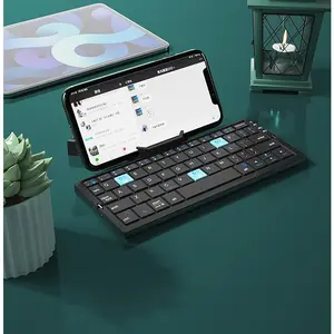 Foldable Bluetooth Keyboard Rechargeable Keyboard Mini Folding Wireless Keyboard Aluminum Keypad With Stand For Phone