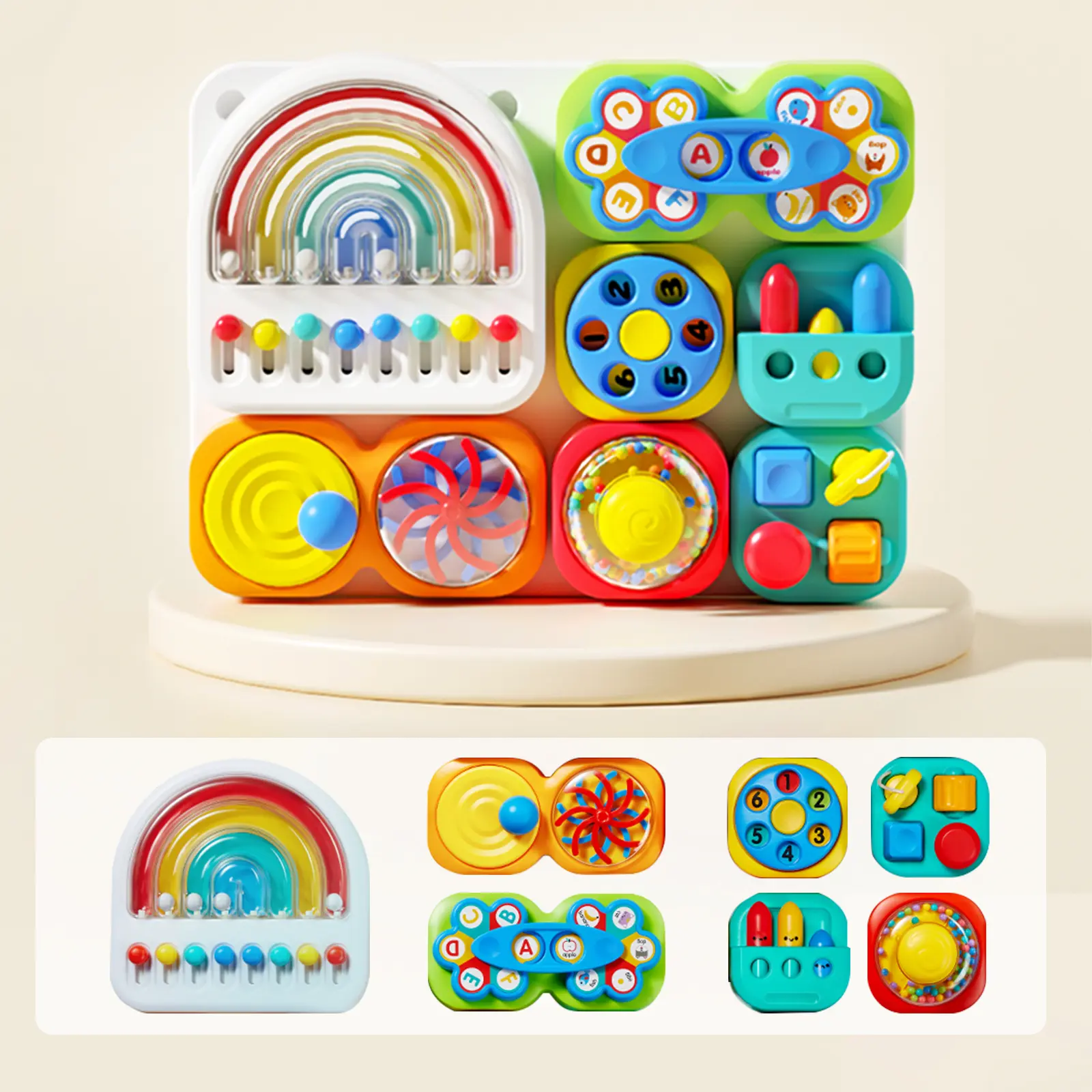 ALPHA GROUP Auby Busy Board 3.0 Detachable & Assemblable Educational Sensory Toy for Toddlers 1-6 – Portable Learning Activity Board with 7 Travel-Friendly Tools, Fine Motor Skills Development
