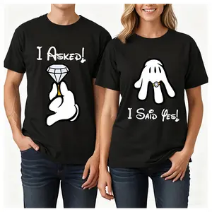 100% Cotton Funny Valentine's Day Proposal Outfits for Couples, Ring-Patterned Couple T-Shirts, Valentines Gift for Girlfriend Boyfriend Wife Husband
