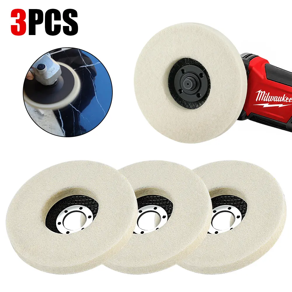 LOZLIN 1PCS/3PCS 5" Wool Polishing Wheel for Polishing Metal, Glass, Stone, and Ceramics for Angle Grinder Polish Pads, Safe, Durable & Efficient