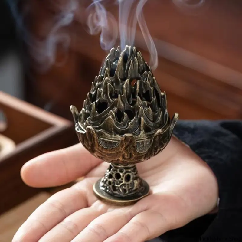 Basic Unisex 1-Piece Alloy Hollow Bakhoor Burner, Mini Portable Vertical Incense Stand - Incense Holders for Aromatherapy, Decorative Desk Ornament