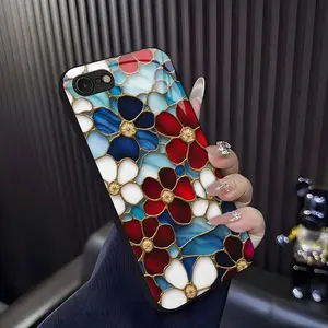 Cottagecore Aesthetic! Handcrafted stained glass floral case for iPhone SE (2nd generation), vintage art style shockproof cover — 975 outdoorfun