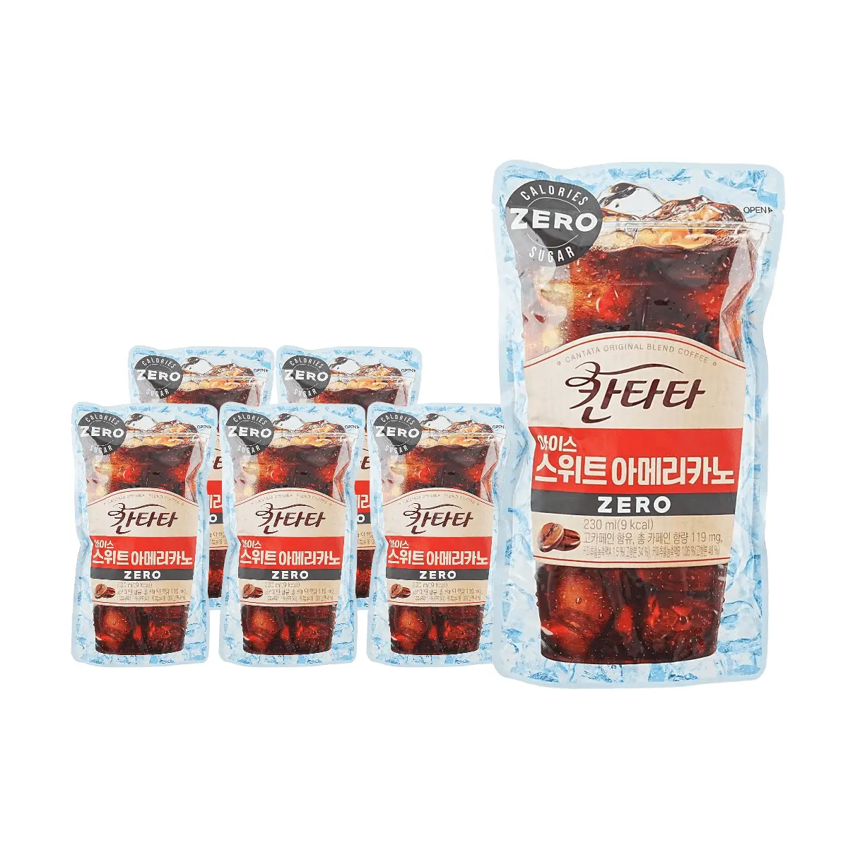 LOTTE Contata Zero Sugar Zero Fat Iced Americano Coffee Drink, 230ml x 6 Cans, Korean Convenience Store Favorite, Ready-to-Drink Cold Brew
