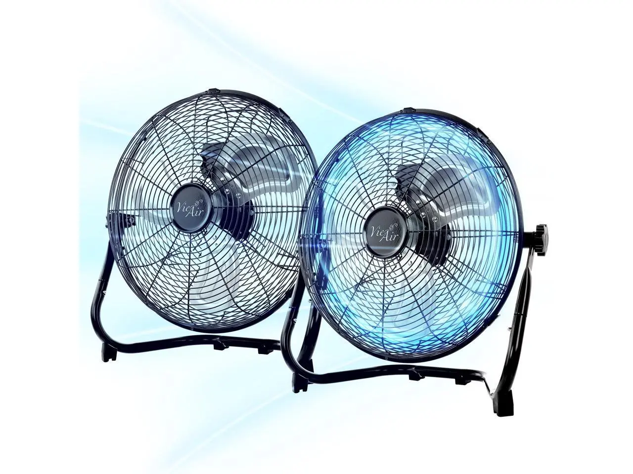 Vie Air 14 Inch Twin Pack Industrial High Velocity Heavy Duty Metal Floor Fan with 3 Speed Settings