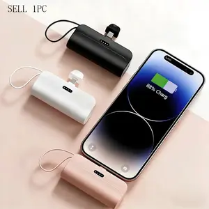 5000mah Portable Power Bank, Capsule Pocket Charger with Type-C Cable, Compact Emergency Backup for iPhone and Android, Mobile Phone Charger, USB Portable Power, Phone Battery Bank