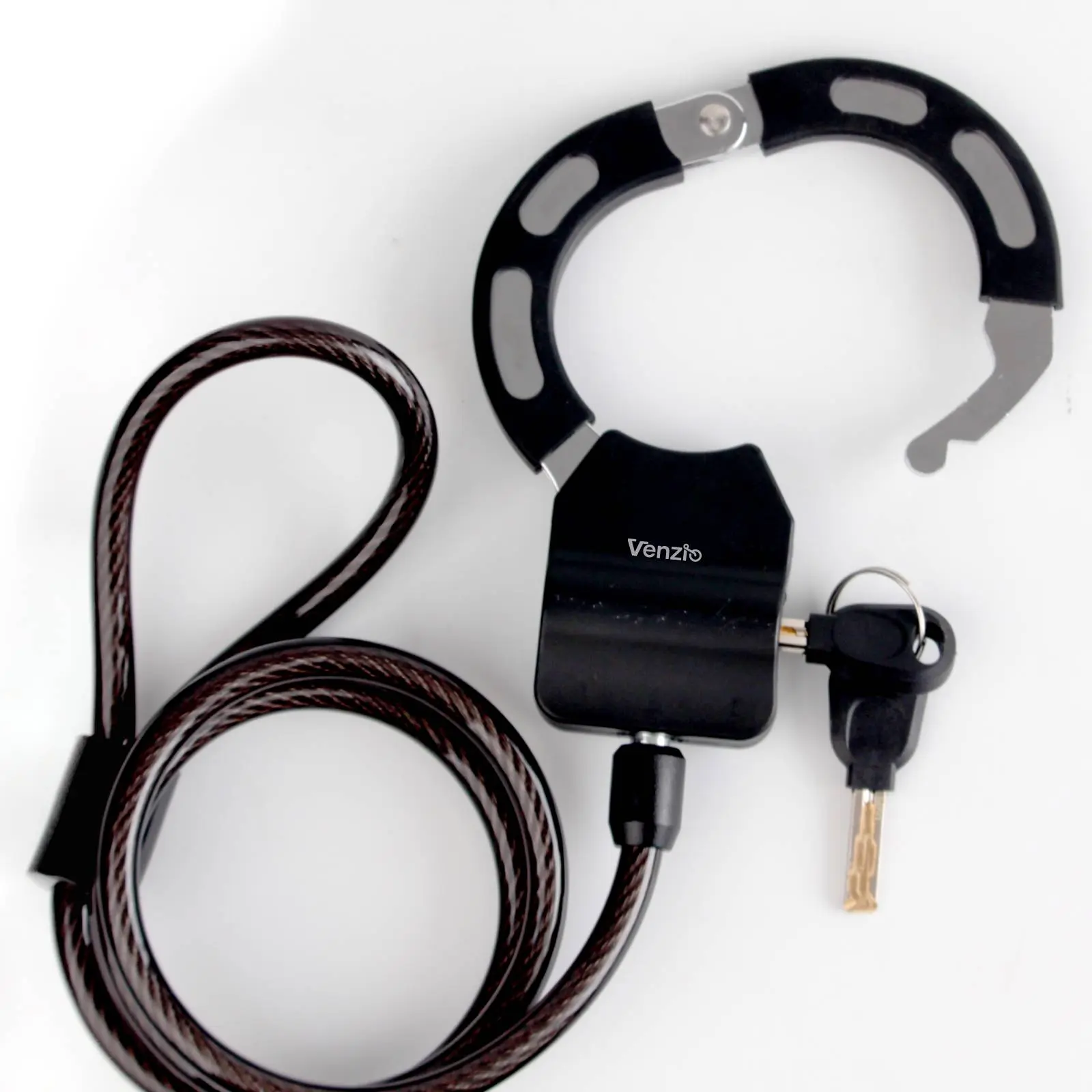 Venzio Electric Scooter Lock with 2.62FT x 8mm (0.31inch) Q235 Steel, Heavy Duty Anti-Theft Bike Lock and Keys, Portable Cable Lock for Scooter, Bicycle, E-Bike, Motorcycle, Gate, Fence, Toolbox
