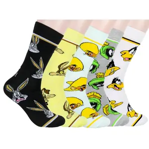 WB Looney Tunes Socks Allover Character Faces 5 Pair Adult Crew Socks