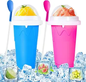 Slushy Maker Cup, Magic Quick Frozen Magic Squeeze Smoothies Cup, DIY Homemade Smoothie Cups Ice Cream Maker for Family (2 pack)