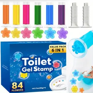 Toilet Cleaning Gel, Toilet Bowl Cleaners, Flower Stamp Toilet Gel, Flower Scented Toilet Freshener Aromatherapy Deodorant Gel, Suitable for Home and Commercial Environments